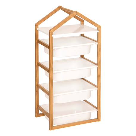 Meuble en bois 4 bacs de rangement - bako Blanc 2 - vertbaudet enfant 