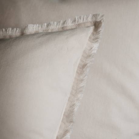 Set de 2 taies d'oreiller unies à franges, coton lavé Anthracite+Blanc+Bleu glacier+Bleu nuit+Caramel+Lichen+Lie de vin+Lin+Miel+Nude+Terre cuite 36 - vertbaudet enfant 