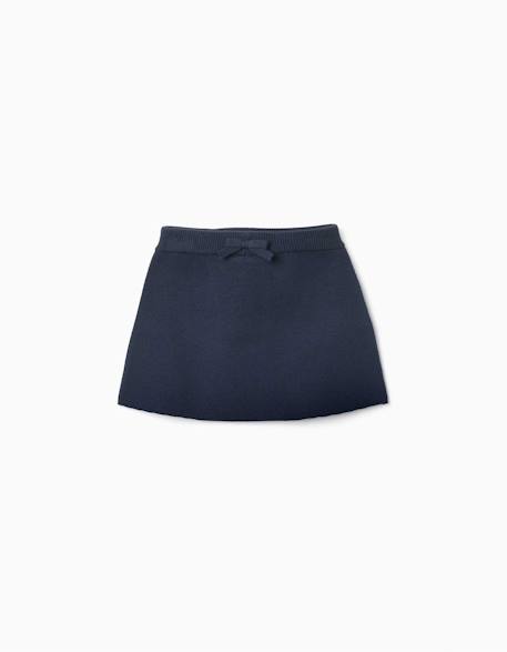 Jupe en maille avec nœud décoratif Bleu foncé 1 - vertbaudet enfant 