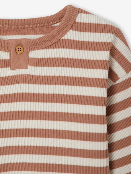 T-shirt manches longues bébé garçon cappuccino+kaki 2 - vertbaudet enfant 