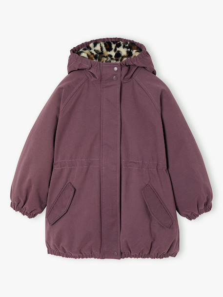 Parka fille à capuche doublée imitation fourrure bois de rose+noir+prune+vert foncé 15 - vertbaudet enfant 