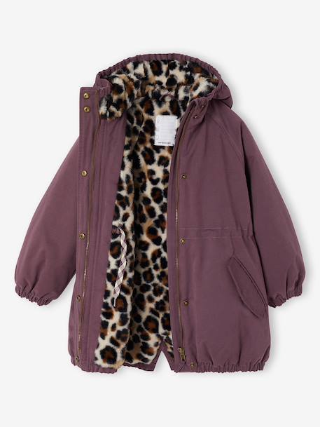 Parka fille à capuche doublée imitation fourrure bois de rose+noir+prune+vert foncé 16 - vertbaudet enfant 