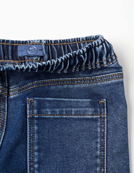 Pantalon de jogging en jean avec cordon de serrage et 5 poches Bleu foncé 3 - vertbaudet enfant 