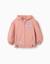 Sweat zippé en coton peigné en molleton avec capuche et imprimés stitch Rose 1 - vertbaudet enfant 