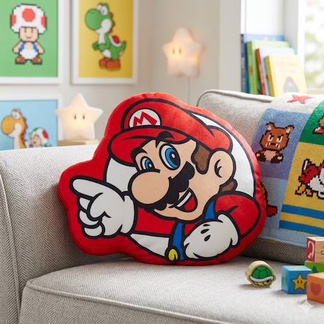 Coussin forme imprimé 100% polyester, super mario level up Rouge 4 - vertbaudet enfant 