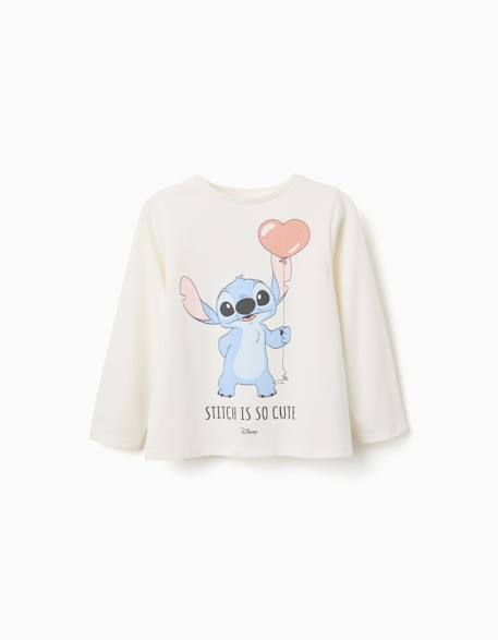 Fille-T-shirt en coton à manches longues avec imprimé stitch is cute