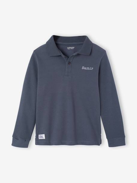 Lot de 2 polos manches longues garçon blanc+bleu ardoise 2 - vertbaudet enfant 