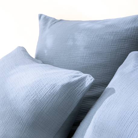 Set de 2 taies d'oreiller unies en coton, gaze de coton Bleu horizon+Bleu paon+Caramel+Chocolat+Lichen+Terre cuite 4 - vertbaudet enfant 