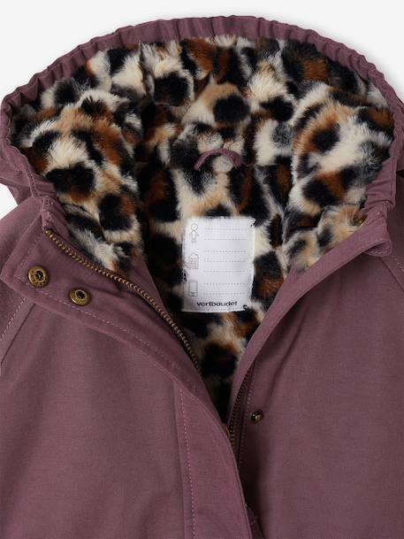 Parka fille à capuche doublée imitation fourrure bois de rose+noir+prune+vert foncé 18 - vertbaudet enfant 