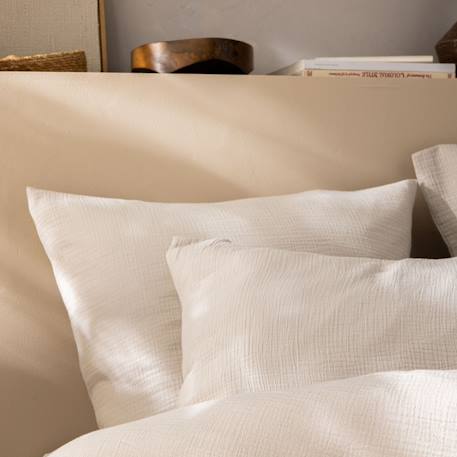 Set de 2 taies d'oreiller unies en coton, gaze de coton Bleu horizon+Caramel+Chocolat+Lichen+Naturel+Terre cuite 24 - vertbaudet enfant 
