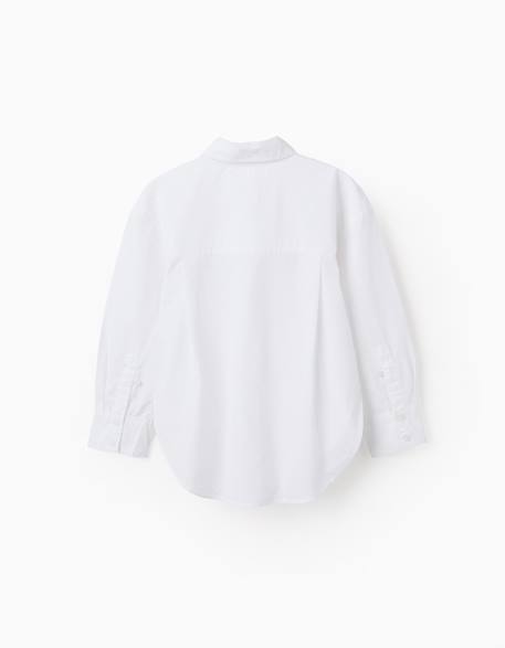 Chemise en popeline à manches longues avec épaules tombantes Blanc 2 - vertbaudet enfant 