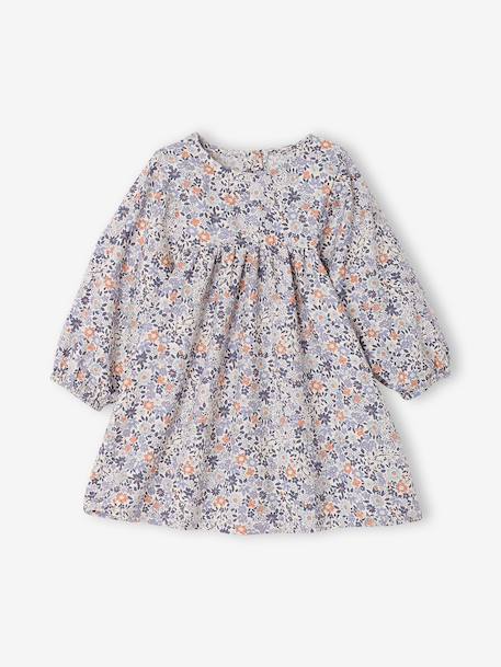 Robe bébé fille manches longues bleu+noisette 1 - vertbaudet enfant 