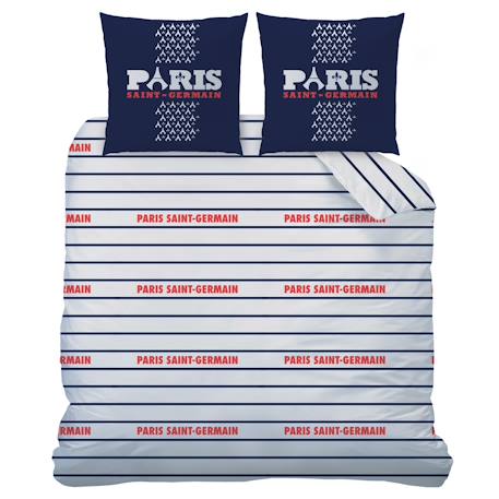 Parure de lit imprimée 100% coton, psg logo Bleu 4 - vertbaudet enfant 