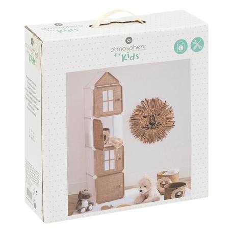 Rangement enfant colonne 4 casiers- linno Beige moyen 2 - vertbaudet enfant 