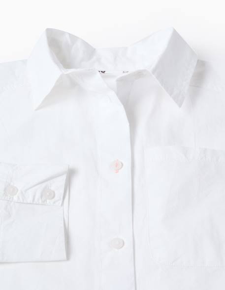 Chemise en popeline à manches longues avec épaules tombantes Blanc 3 - vertbaudet enfant 