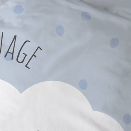 Parure de lit imprimée 100% coton, cumulus Bleu, blanc 6 - vertbaudet enfant 