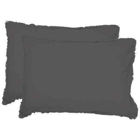 Set de 2 taies d'oreiller unies à franges, coton lavé Anthracite+Blanc+Bleu glacier+Bleu nuit+Caramel+Lichen+Lie de vin+Lin+Miel+Nude+Terre cuite 1 - vertbaudet enfant 