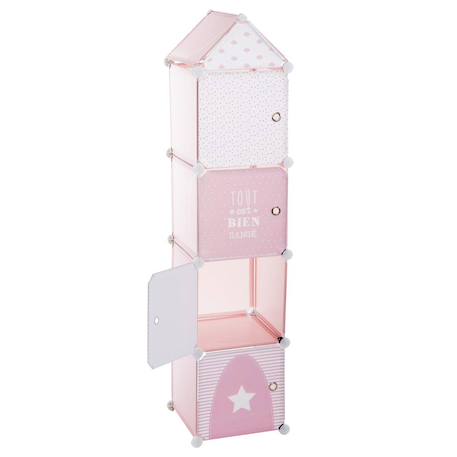 Rangement colonne 4 casiers - sunny Gris+Rose 8 - vertbaudet enfant 