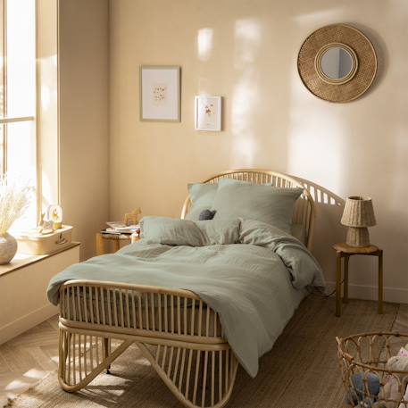 Housse de couette unie en coton, gaze de coton Blanc+Caramel+Chocolat+Lichen+Naturel 24 - vertbaudet enfant 