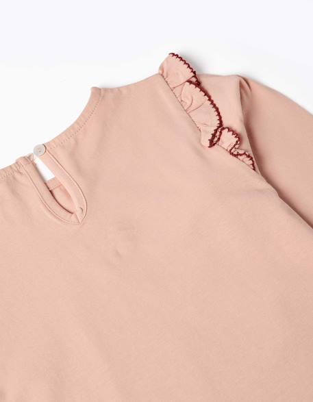 T-shirt à manches longues avec volants et broderie Rose clair 3 - vertbaudet enfant 