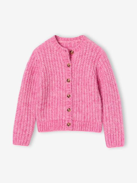 Gilet fille loose maille mousseuse bleu pétrole+gris chiné+menthe+rose+violine 15 - vertbaudet enfant 