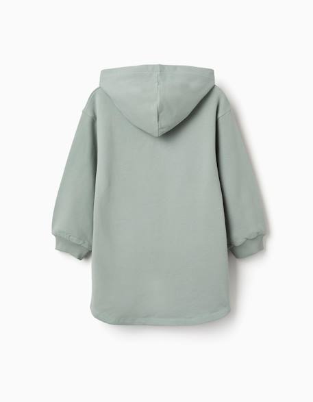 Robe sweat en coton peigné à capuche et imprimé stitch Vert 2 - vertbaudet enfant 