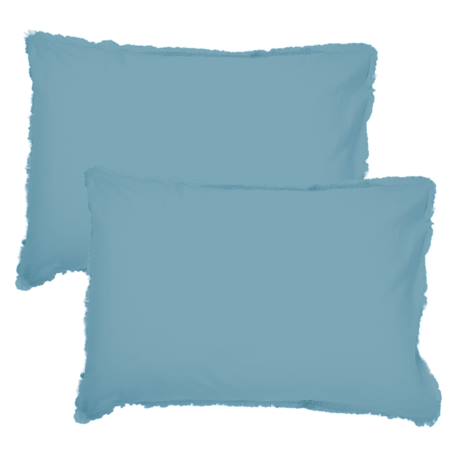 Set de 2 taies d'oreiller unies à franges, coton lavé Anthracite+Blanc+Bleu glacier+Bleu nuit+Caramel+Lichen+Lie de vin+Lin+Miel+Nude+Terre cuite 13 - vertbaudet enfant 