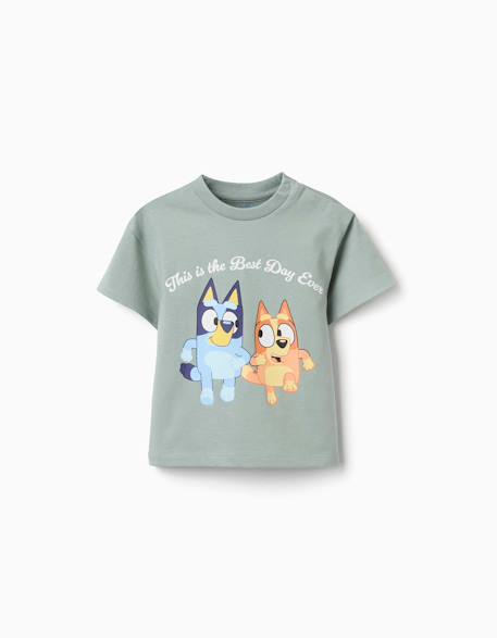 Garçon-T-shirt en coton avec imprimé bluey et bingo