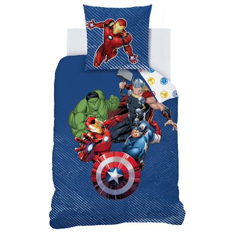Parure de lit imprimée 100% coton, avengers home team Bleu 3 - vertbaudet enfant 
