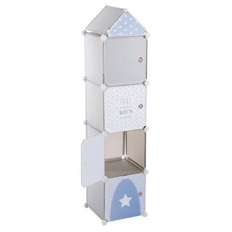 Rangement colonne 4 casiers - sunny Gris+Rose 2 - vertbaudet enfant 