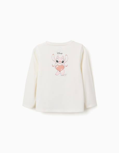 T-shirt en coton à manches longues avec imprimé stitch is cute Blanc 2 - vertbaudet enfant 