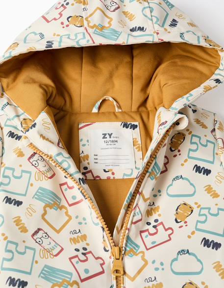 Parka rembourrée en caoutchouc avec capuche et imprimé Blanc 3 - vertbaudet enfant 