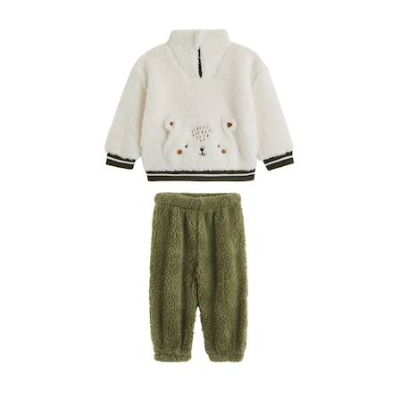 Ensemble bébé sweat et pantalon en sherpa ginkgo Vert 2 - vertbaudet enfant 