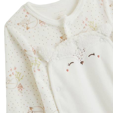 Pyjama bébé en velours ouverture pont doucette Ecru 4 - vertbaudet enfant 