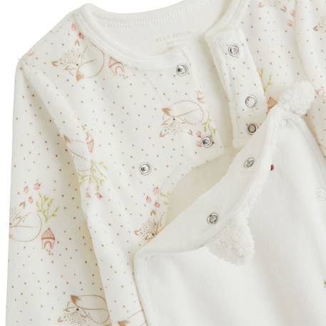 Pyjama bébé en velours ouverture pont doucette Ecru 5 - vertbaudet enfant 