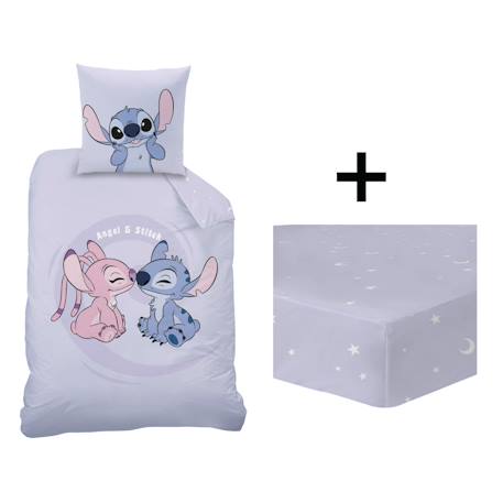 Parure de lit imprimée + drap housse 100% coton, disney home stitch happy Violet 1 - vertbaudet enfant 