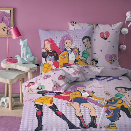 Parure de lit imprimée 100% coton, kpop demon hunters heart Rose 1 - vertbaudet enfant 