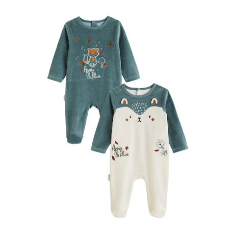 Lot de 2 pyjamas bébé en velours ginkgo Vert 2 - vertbaudet enfant 