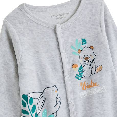 Pyjama bébé en velours ebana Gris 4 - vertbaudet enfant 