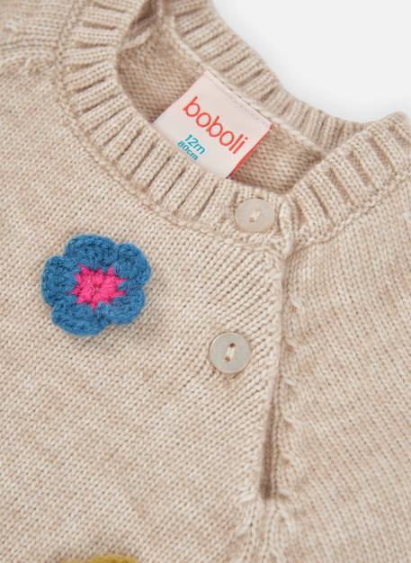 Pull fille avec fleurs au crochet Beige 4 - vertbaudet enfant 