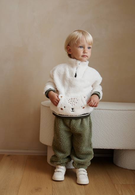 Garçon-Ensemble enfant sweat et pantalon en sherpa ginkgo