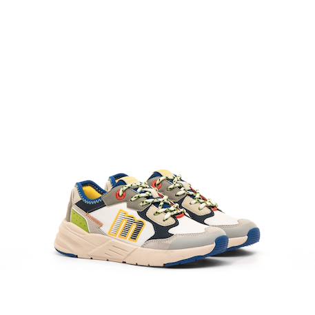 Sneakers garçon synthétique lacets Brown+White 10 - vertbaudet enfant 