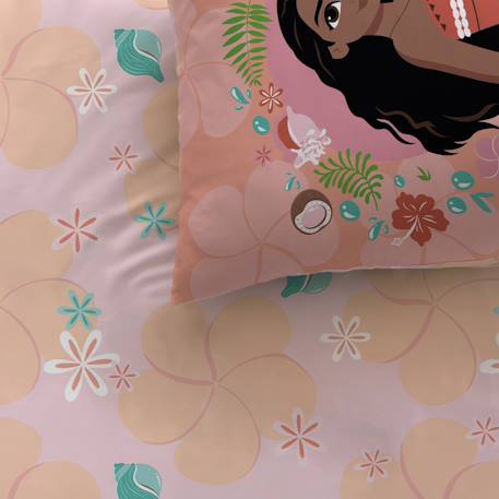 Parure de lit imprimée 100% coton, disney home vaiana fleur Rose 2 - vertbaudet enfant 