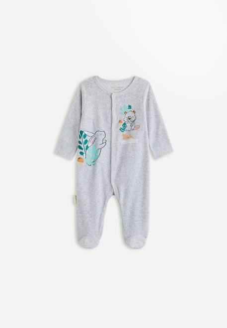 Pyjama bébé en velours ebana Gris 1 - vertbaudet enfant 