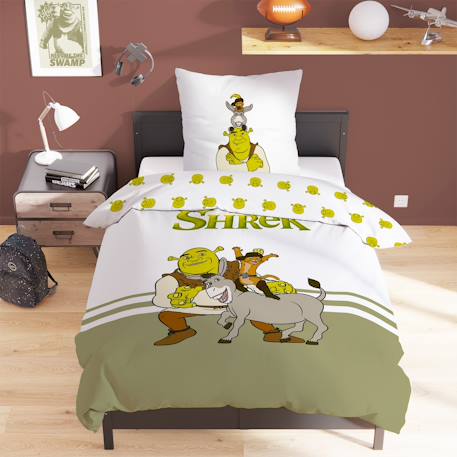 Parure de lit imprimée 100% coton, shrek amis Vert 1 - vertbaudet enfant 
