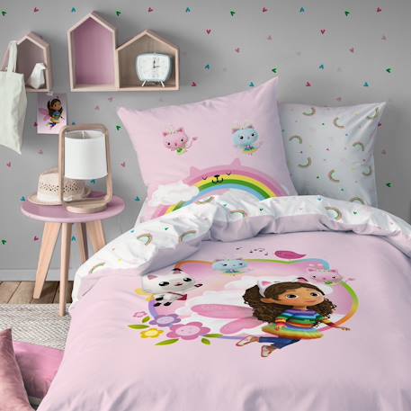 Parure de lit imprimée + drap housse 100% coton, gabby et la maison magique garden Rose 2 - vertbaudet enfant 