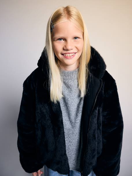 Fille-Manteau-Veste fausse fourrure fille