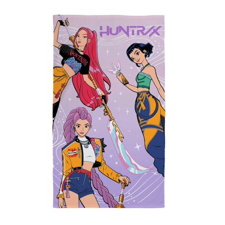 Serviette de bain et de plage imprimée 100% coton, kpop demon hunters tour Violet 1 - vertbaudet enfant 