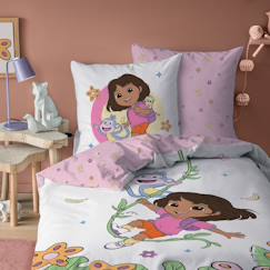 Linge de maison et décoration-Linge de lit enfant-Taie d'oreiller-Parure de lit imprimée 100% coton, dora explore