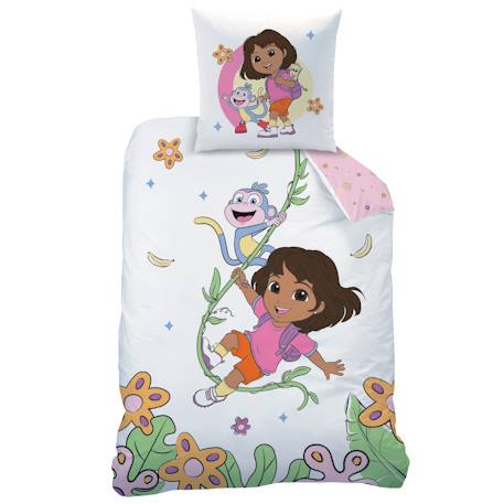 Parure de lit imprimée 100% coton, dora explore Blanc 3 - vertbaudet enfant 